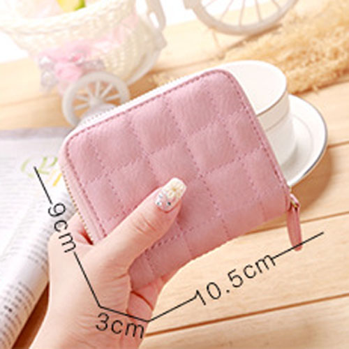 Delicate And Simple Leather Zipper Coin Ladies Mini Short Purse Cute Card Bag