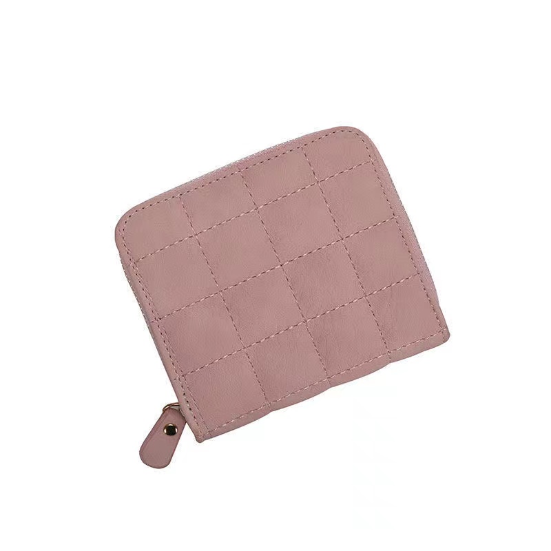 Delicate And Simple Leather Zipper Coin Ladies Mini Short Purse Cute Card Bag