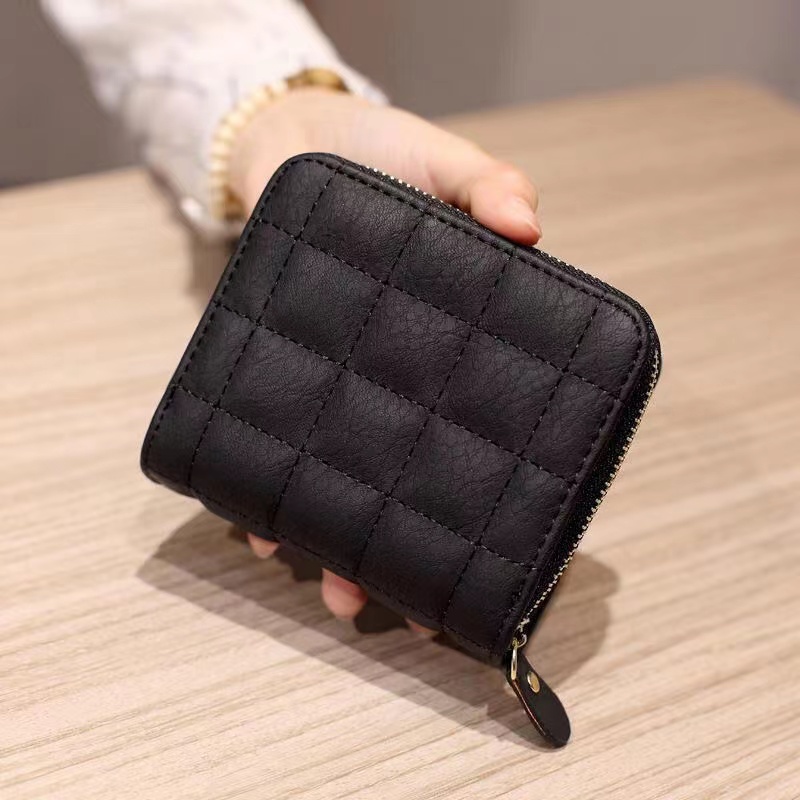 Delicate And Simple Leather Zipper Coin Ladies Mini Short Purse Cute Card Bag
